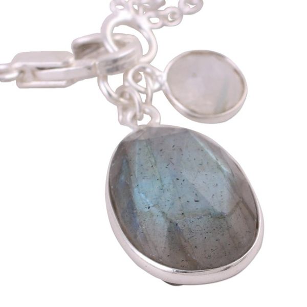Alternate image for Labradorite and Rainbow Moonstone Charm Bracelet from India Twinkling Harmony