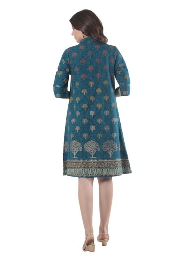 Alternate image for Hand Block-Printed Shirtdress Chanderi Garden
