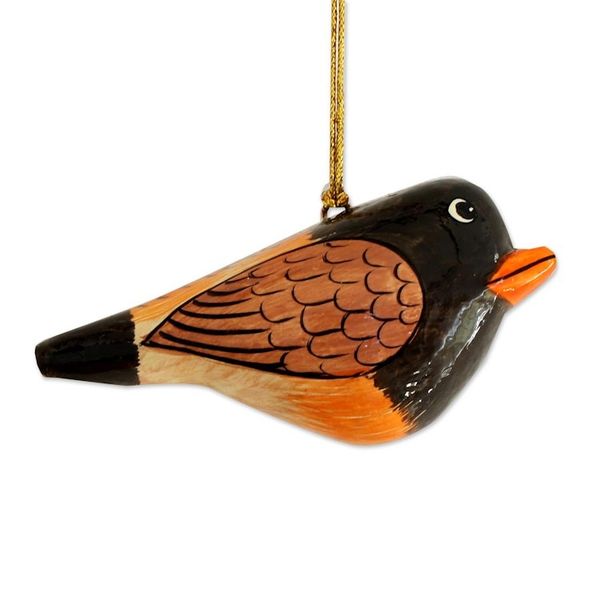 Alternate image for Three Hand-Painted Papier Mache Bird Ornaments from India Cuckoo Birds