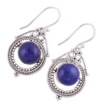 Alternate image for Lapis Lazuli and Sterling Silver Dangle Earrings from India Elegant Globes
