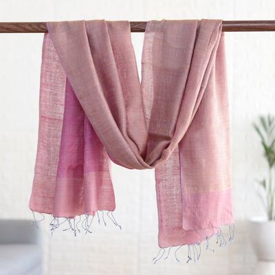 Alternate image for Handloomed Azalea Silk Shawl from India Azalea Fusion