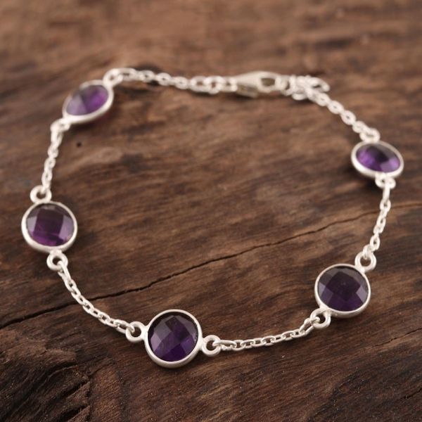 Alternate image for 10-Carat Amethyst Station Bracelet from India Fantastic Princess