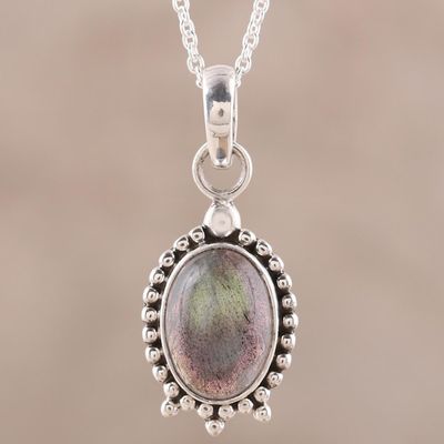 Alternate image for Natural Labradorite Pendant Necklace from India Aurora Window