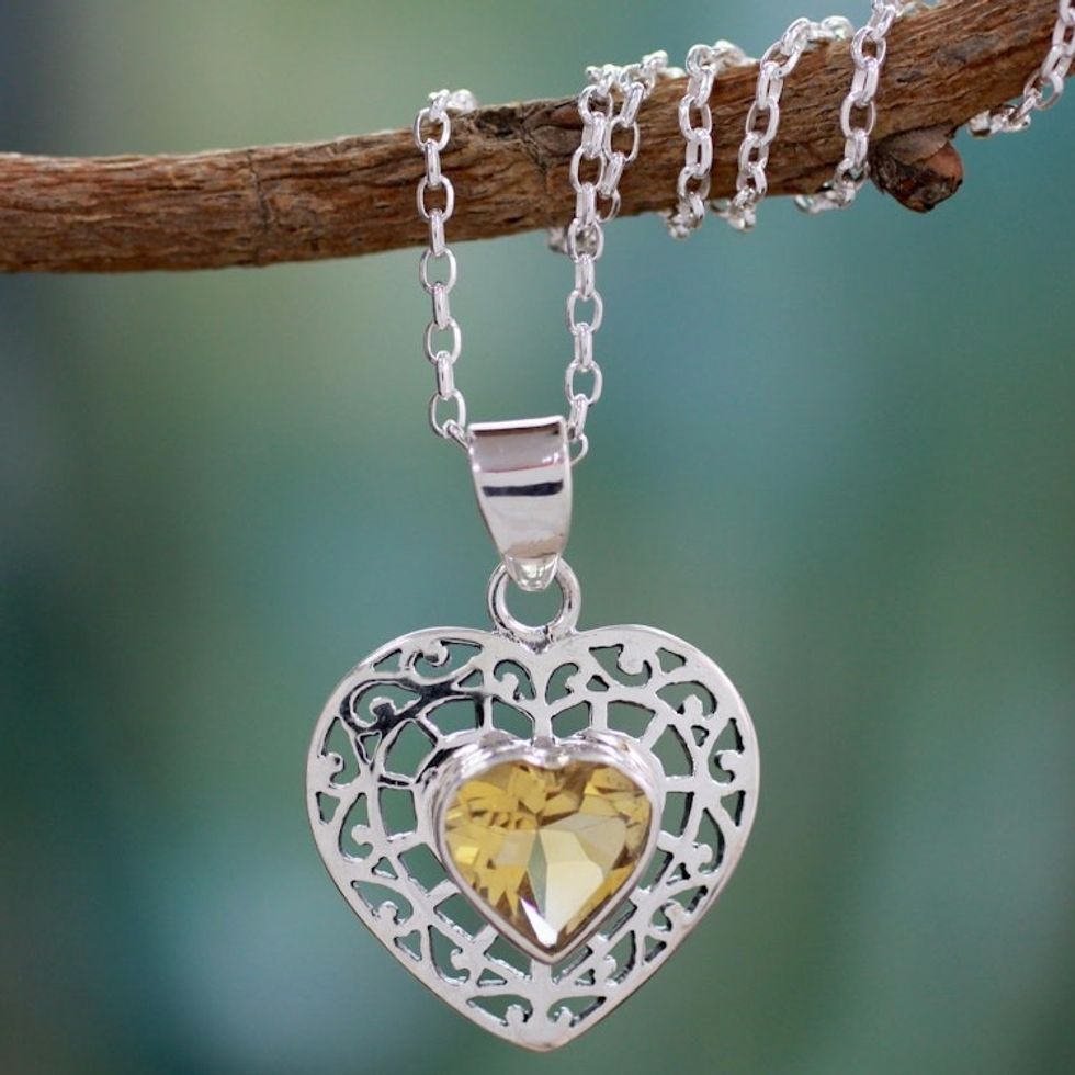 Citrine heart necklace 'Mughal Romance'