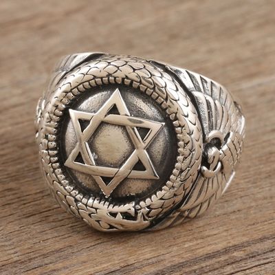 Alternate image for Mens Hand Crafted Sterling Silver Signet Ring Sacred Star