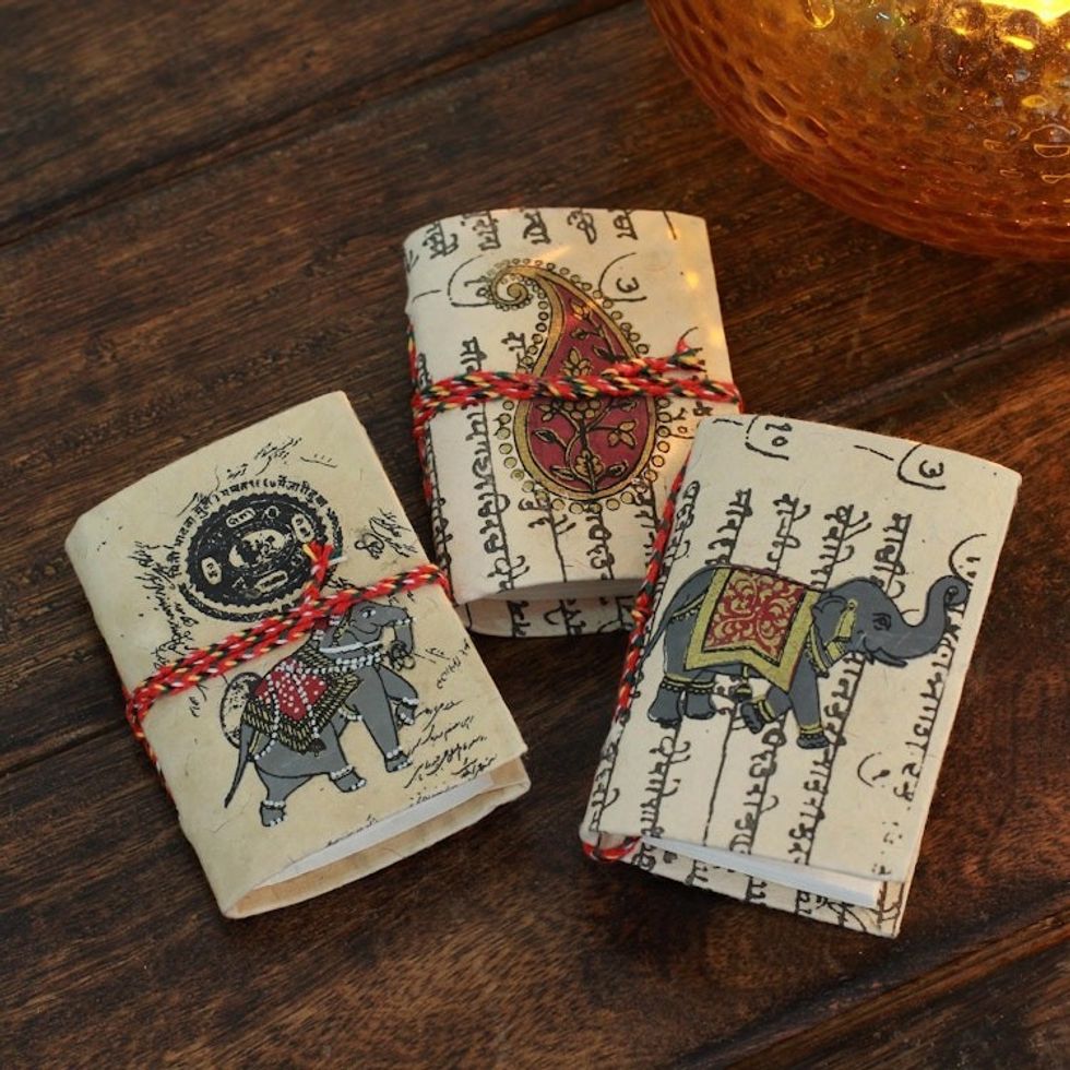 Handmade paper mini journals Set of 3 'Jaipur Verses'