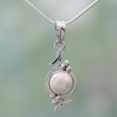 Alternate image for Pearl on Sterling Silver Necklace Bridal Jewelry Lightning Cloud