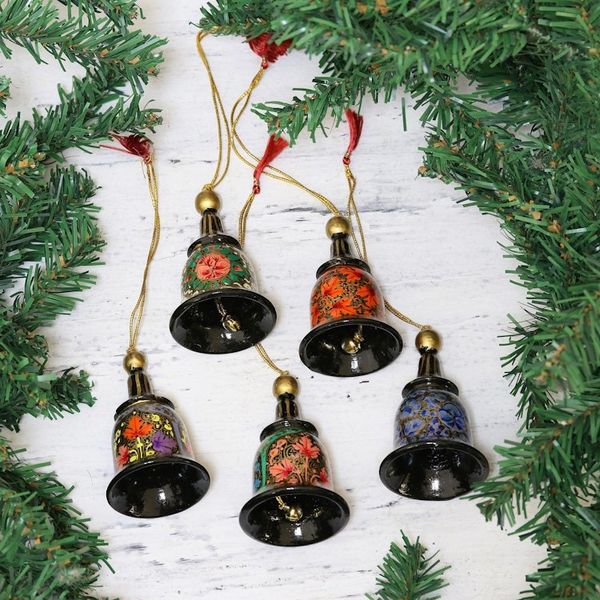 Alternate image for Papier Mache Bell Ornaments Set of 5 from India Bells of Kashmir
