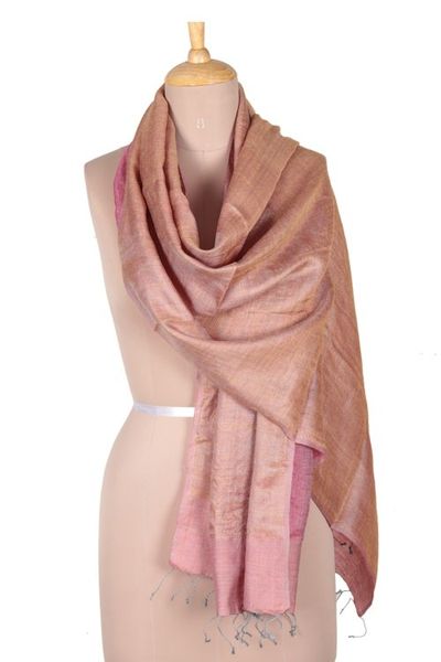 Alternate image for Handloomed Azalea Silk Shawl from India Azalea Fusion
