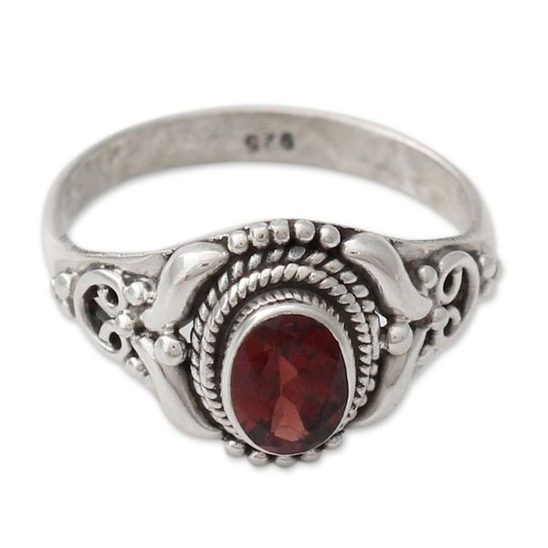 Alternate image for Traditional Style Silver and Garnet India Cocktail Ring Traditional Romantic