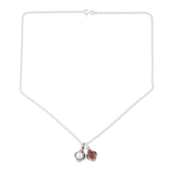 Alternate image for Hand Crafted Carnelian and Cultured Pearl Jewelry Set Gorgeous Harmony