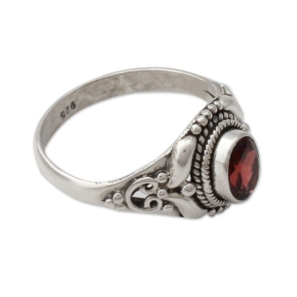 Alternate image for Traditional Style Silver and Garnet India Cocktail Ring Traditional Romantic