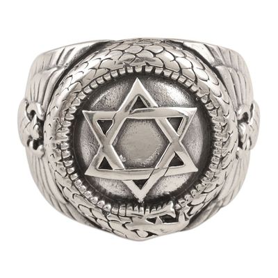Alternate image for Mens Hand Crafted Sterling Silver Signet Ring Sacred Star