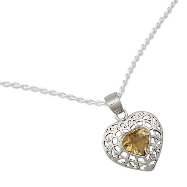Alternate image for Citrine heart necklace Mughal Romance