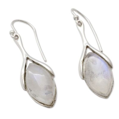 Alternate image for Dangle Earrings Hand Crafted with Rainbow Moonstone Wishbone