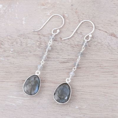 Alternate image for 10-Carat Labradorite Dangle Earrings from India Raining Drops