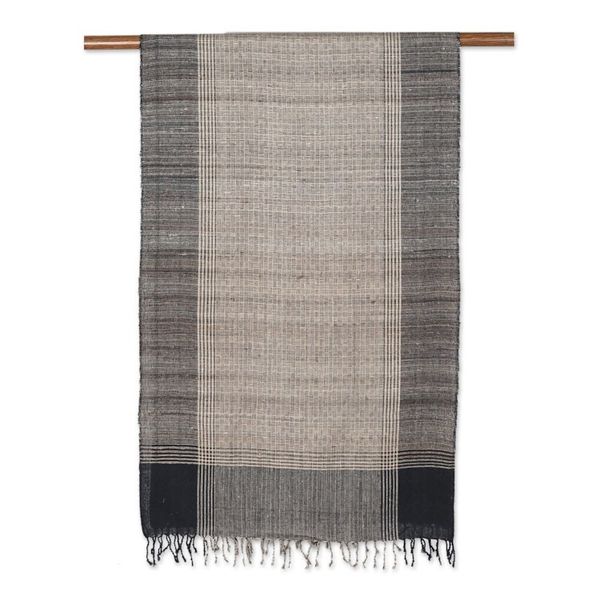 Alternate image for Hand Made Fringed Silk Shawl from India Moondance