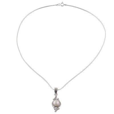 Alternate image for Pearl on Sterling Silver Necklace Bridal Jewelry Lightning Cloud