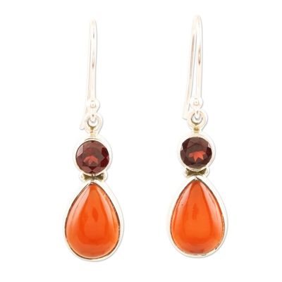 Alternate image for Handmade Garnet and Carnelian Gemstone Dangle Earrings Glorious Alliance