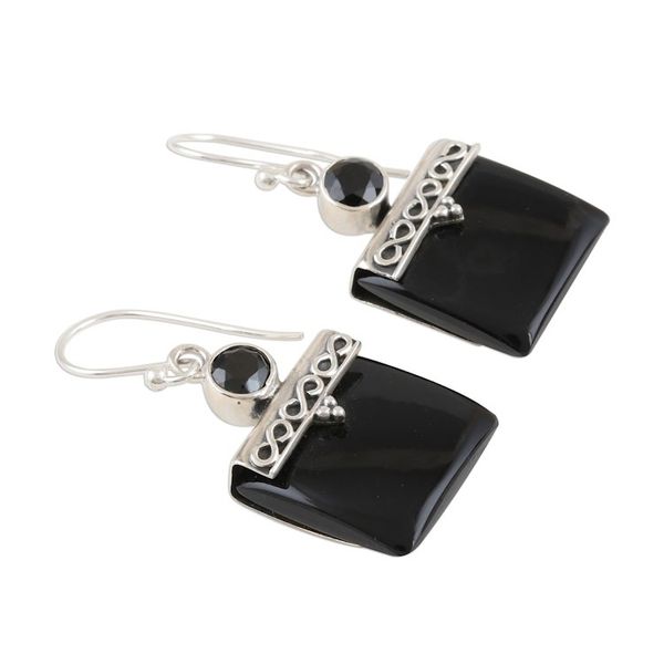 Alternate image for Black Onyx and Silver Dangle Earrings Glory in Black