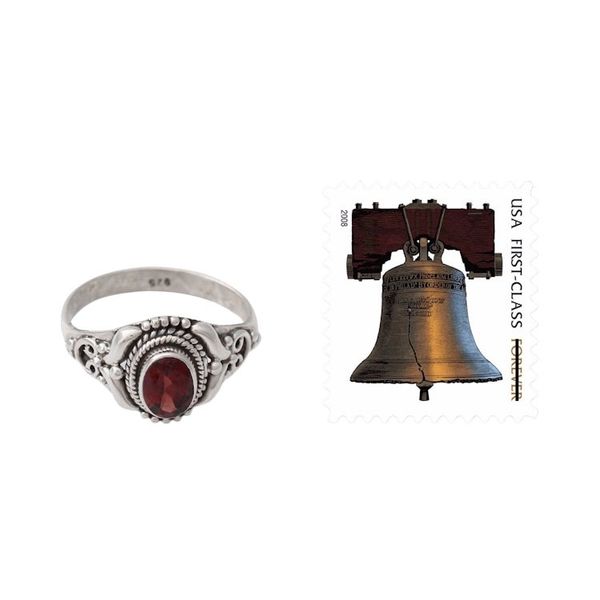 Alternate image for Traditional Style Silver and Garnet India Cocktail Ring Traditional Romantic