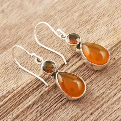 Alternate image for Handmade Garnet and Carnelian Gemstone Dangle Earrings Glorious Alliance