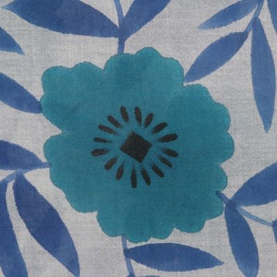 Alternate image for Artisan Made Blue Wool Shawl from India Twilight Blossom