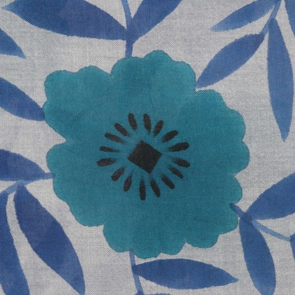 Alternate image for Artisan Made Blue Wool Shawl from India Twilight Blossom