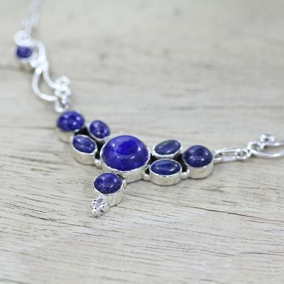 Alternate image for Lapis Lazuli Sterling Silver Pendant Necklace from India Blue Grove