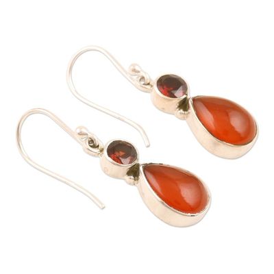 Alternate image for Handmade Garnet and Carnelian Gemstone Dangle Earrings Glorious Alliance