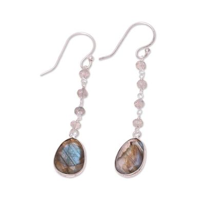 Alternate image for 10-Carat Labradorite Dangle Earrings from India Raining Drops