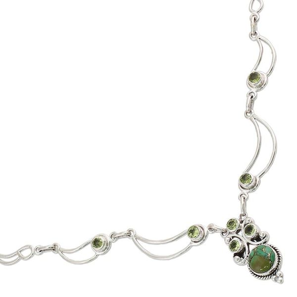 Alternate image for Hand Made Peridot Turquoise Pendant Necklace from India Radiant Princess in Green
