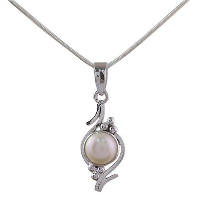 Alternate image for Pearl on Sterling Silver Necklace Bridal Jewelry Lightning Cloud