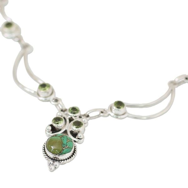 Alternate image for Hand Made Peridot Turquoise Pendant Necklace from India Radiant Princess in Green