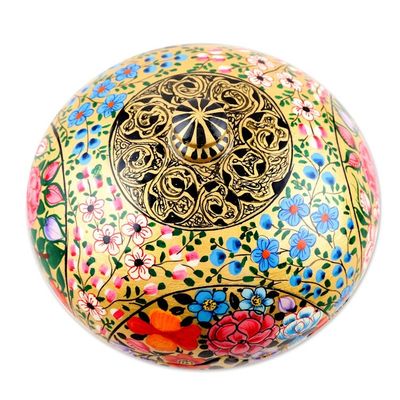Alternate image for Round Lidded Floral Decorative Box Kashmir Cache