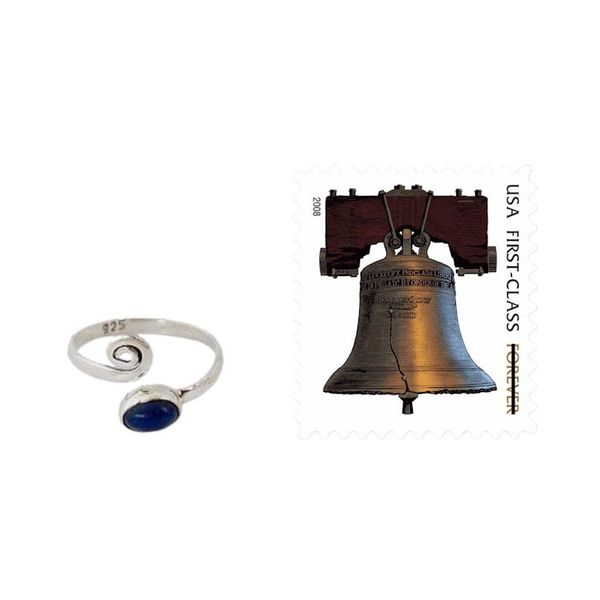 Alternate image for Pearl and Lapis Lazuli Sterling Silver Toe Rings Pair Pretty Perfection