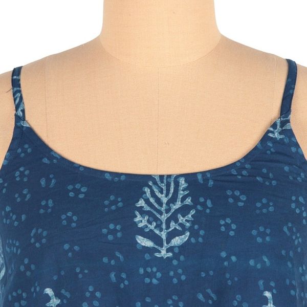 Alternate image for Cotton Pajama Set with Leafy and Moroccan Inspired Pattern Blue Fall