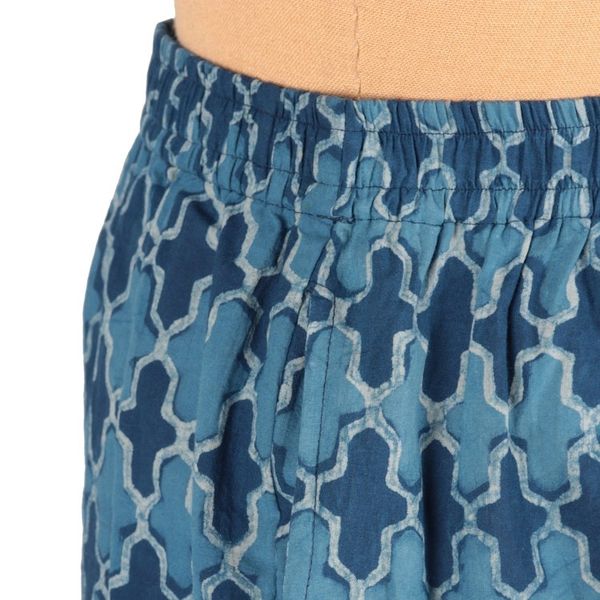 Alternate image for Cotton Pajama Set with Leafy and Moroccan Inspired Pattern Blue Fall