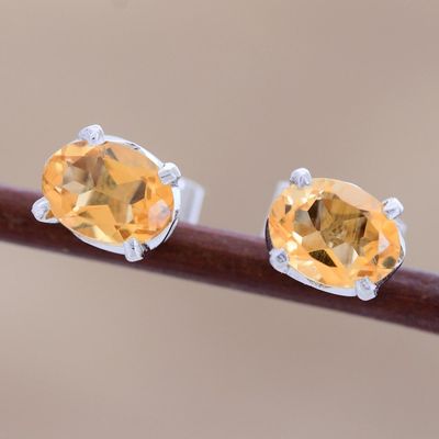 Alternate image for Citrine Birthstone Stud Earrings from India Scintillate