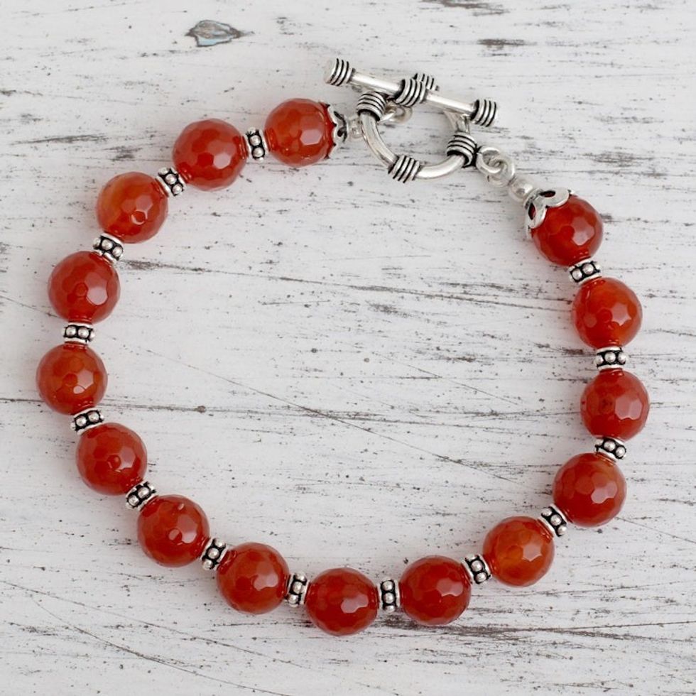 Carnelian beaded bracelet 'Royal Glow'