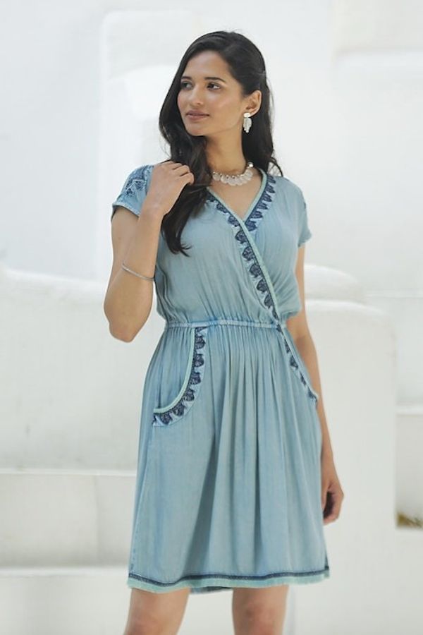 Alternate image for Comfortable Enzyme-Washed Viscose Dress Jaipur Gem