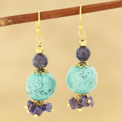 Alternate image for Quartz Beaded Dangle Earrings from India Watery Globes