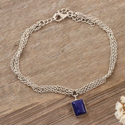 Alternate image for Charm Bracelet Made with Lapis Lazuli and Sterling Silver Blue Royal Frame