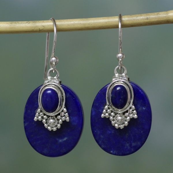 Alternate image for Artisan Jewelry Lapis Lazuli and Sterling Silver Earrings Constellations