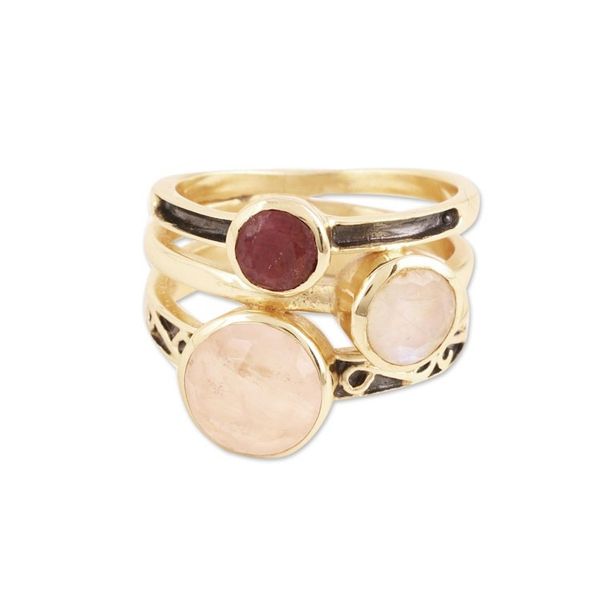 Alternate image for Gold-Plated Multi-Gemstone Cocktail Ring from India Color Harmony
