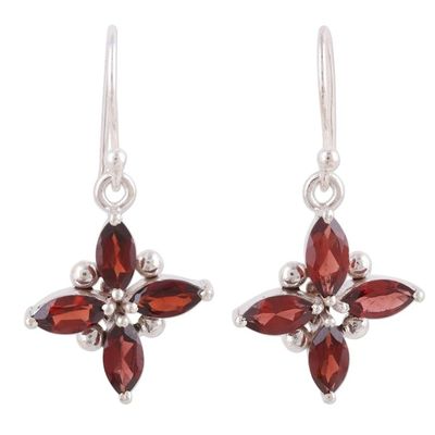 Alternate image for Garnet Earrings Set in Rhodium Plated Sterling Silver Twinkling Scarlet