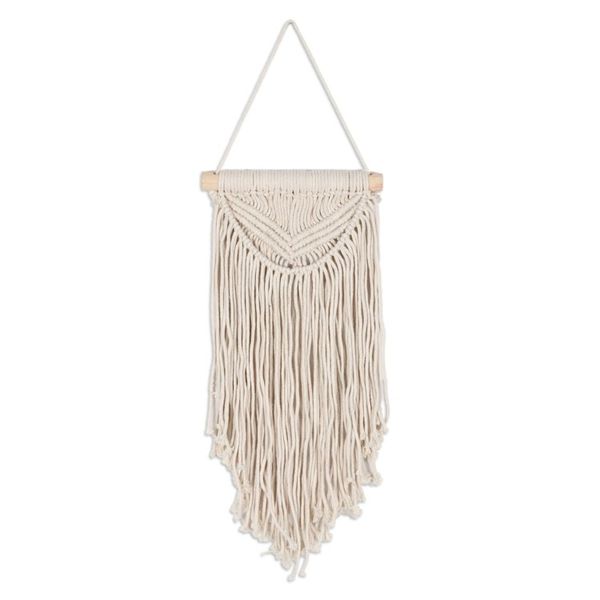 Alternate image for Handcrafted Braided Cotton Wall Hanging with Pine Wood Rod Bohemian Rain