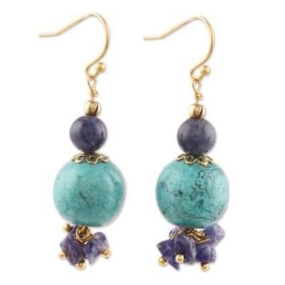 Alternate image for Quartz Beaded Dangle Earrings from India Watery Globes