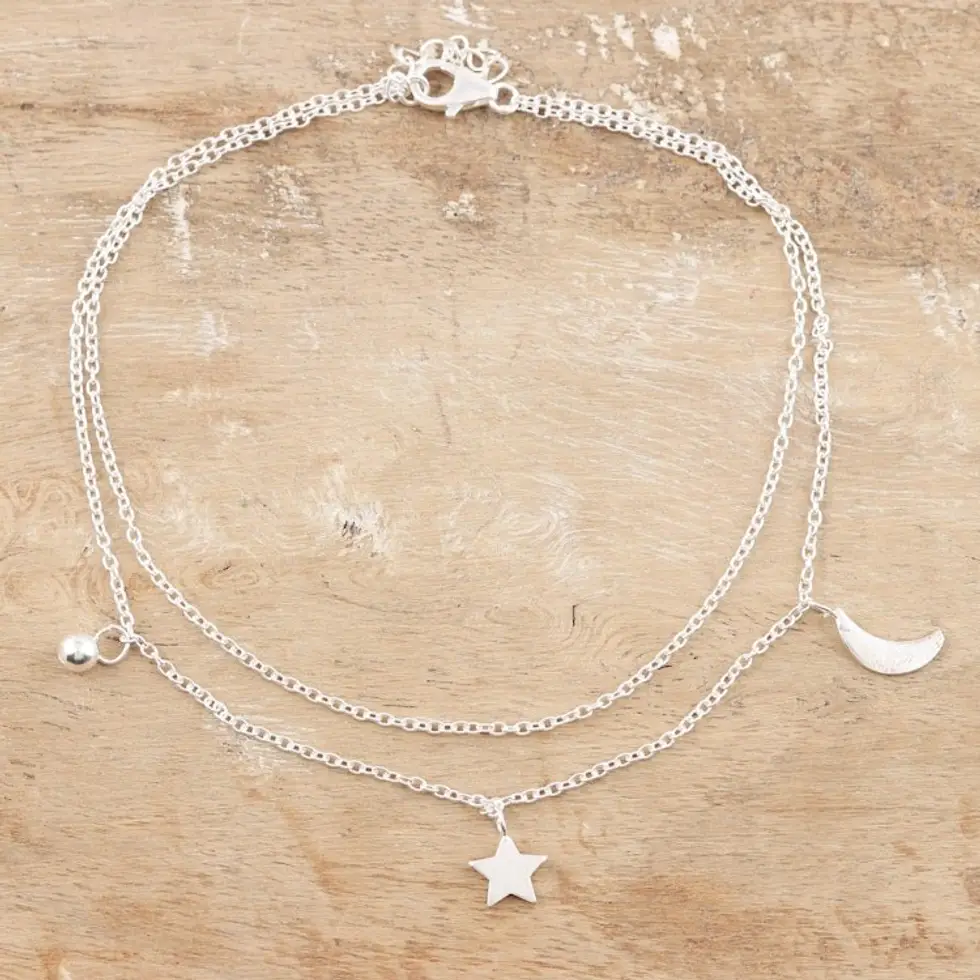 Sterling Silver Celestial Anklet 'Celestial Union'