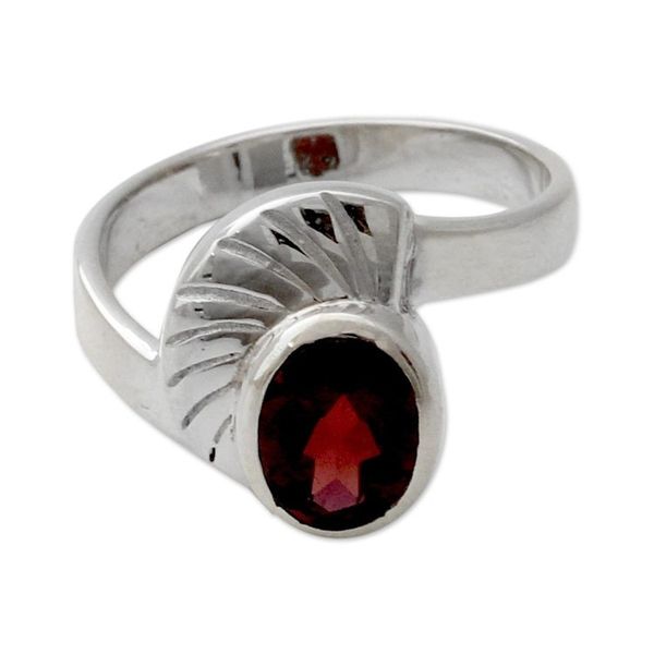 Alternate image for Handmade Sterling Silver and Garnet Ring Love Shield
